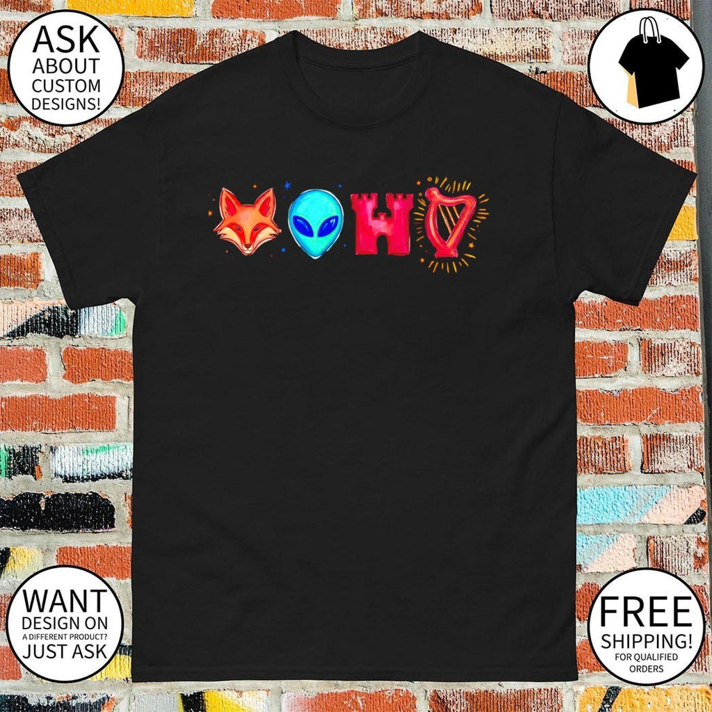 Victor Wembanyama Wemby Alien Neon Fox Castle Harp Spurs Big 4 Icons Doodle shirt
