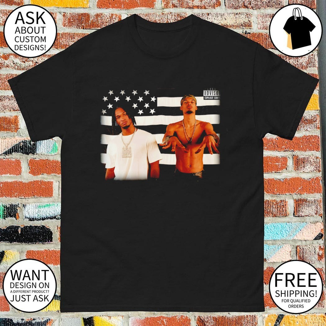 Victor Wembanyama and Devin Vassell San Antonio Spurs Hip Hop Rap Flag parody shirt