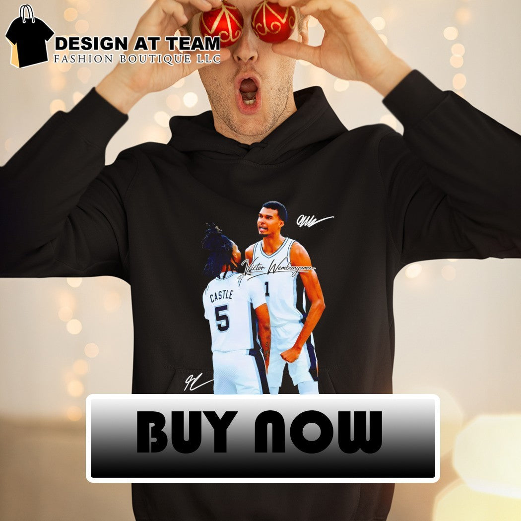 Victor Wembanyama and Stephon Castle San Antonio signature shirt