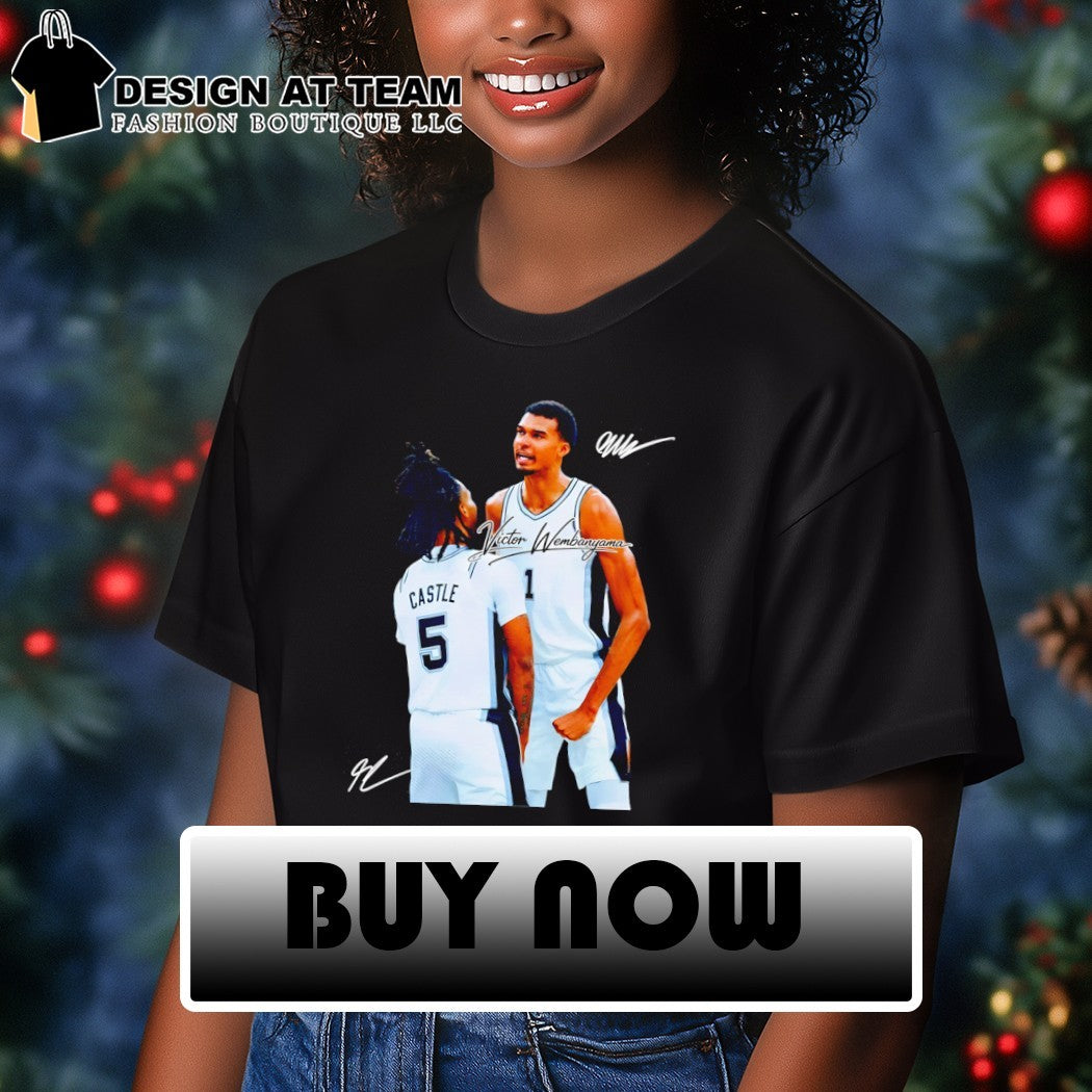 Victor Wembanyama and Stephon Castle San Antonio signature shirt