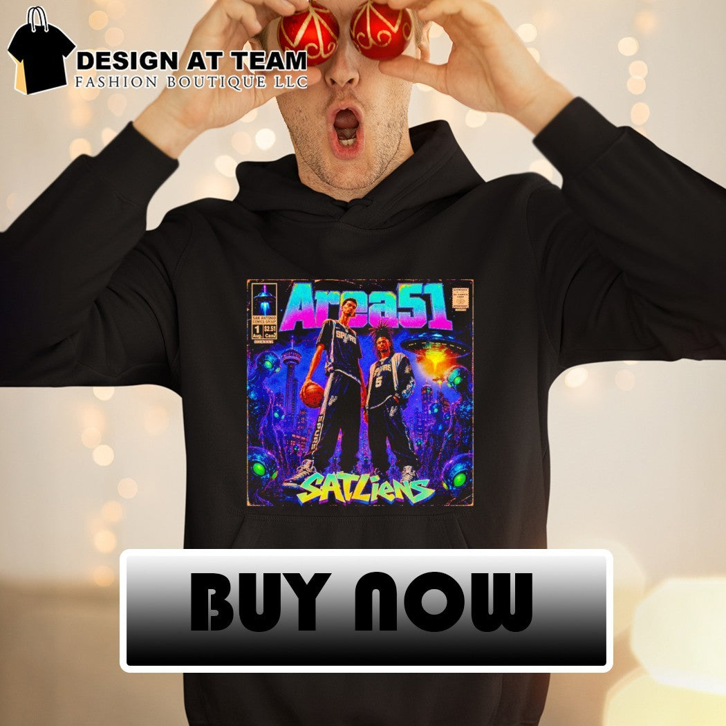 Victor Wembanyama and Stephon Castle Spurs Area 51 Satliens comic poster shirt