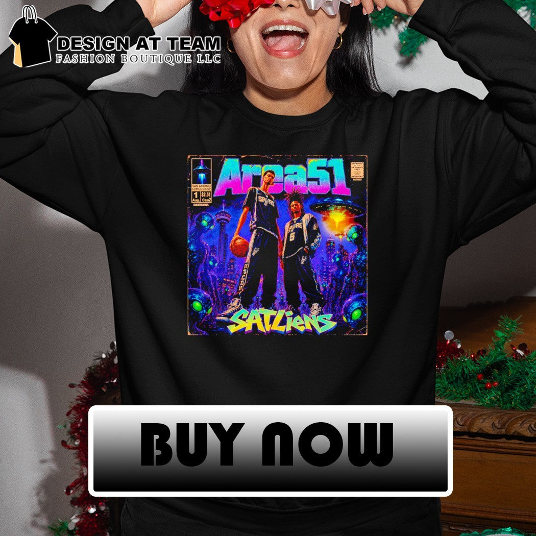 Victor Wembanyama and Stephon Castle Spurs Area 51 Satliens comic poster shirt