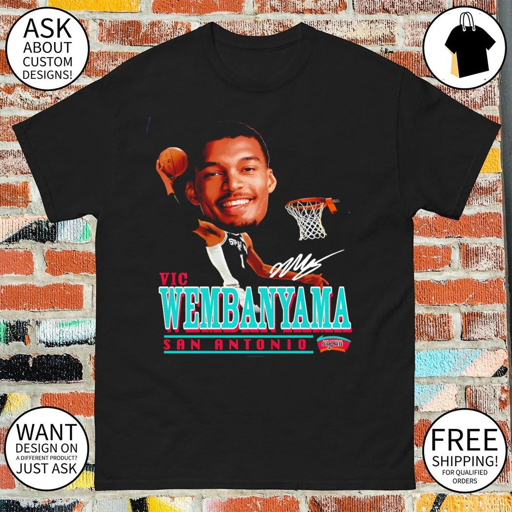 Victor Wembanyama big face San Antonio Spurs Basketball 2026 signature shirt