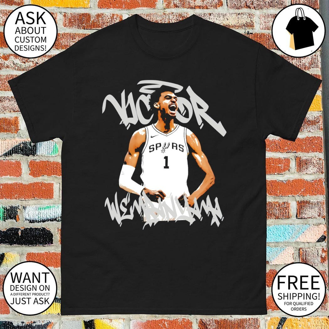 Victor Wembanyama celebration San Antonio Spurs Basketball NBA 2026 shirt