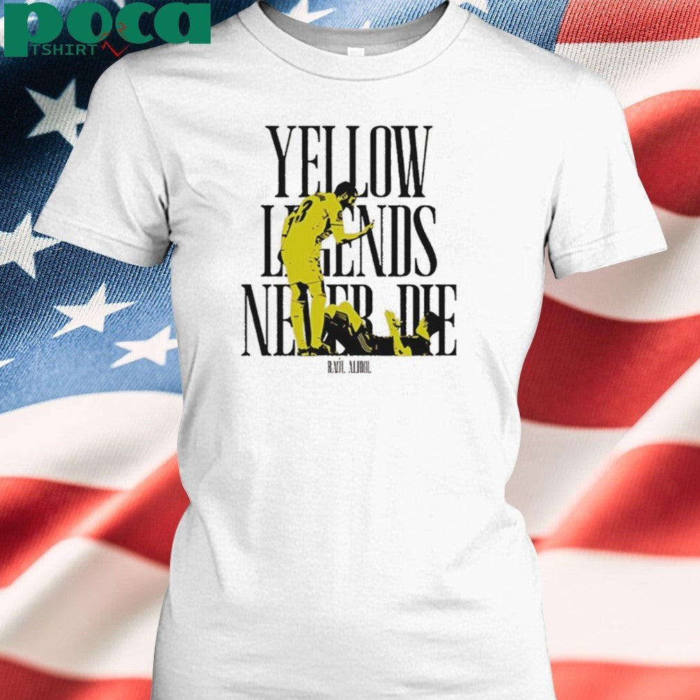 Villarreal CF Yellow legends never die Raúl Albiol silhouette shirt