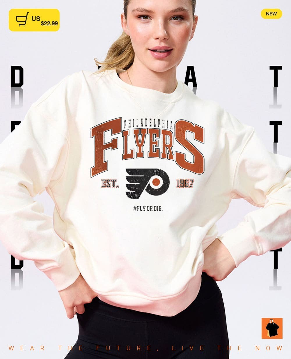 Vintage 90s Philadelphia Flyers Hockey fly or die shirt