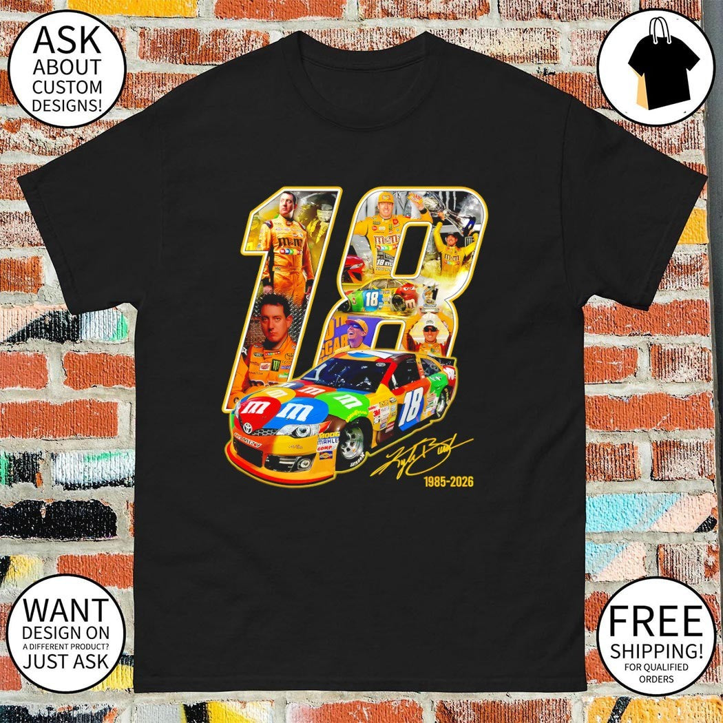 Vintage Kyle Busch 18 Tribute Nascar Legend Memorial signature shirt