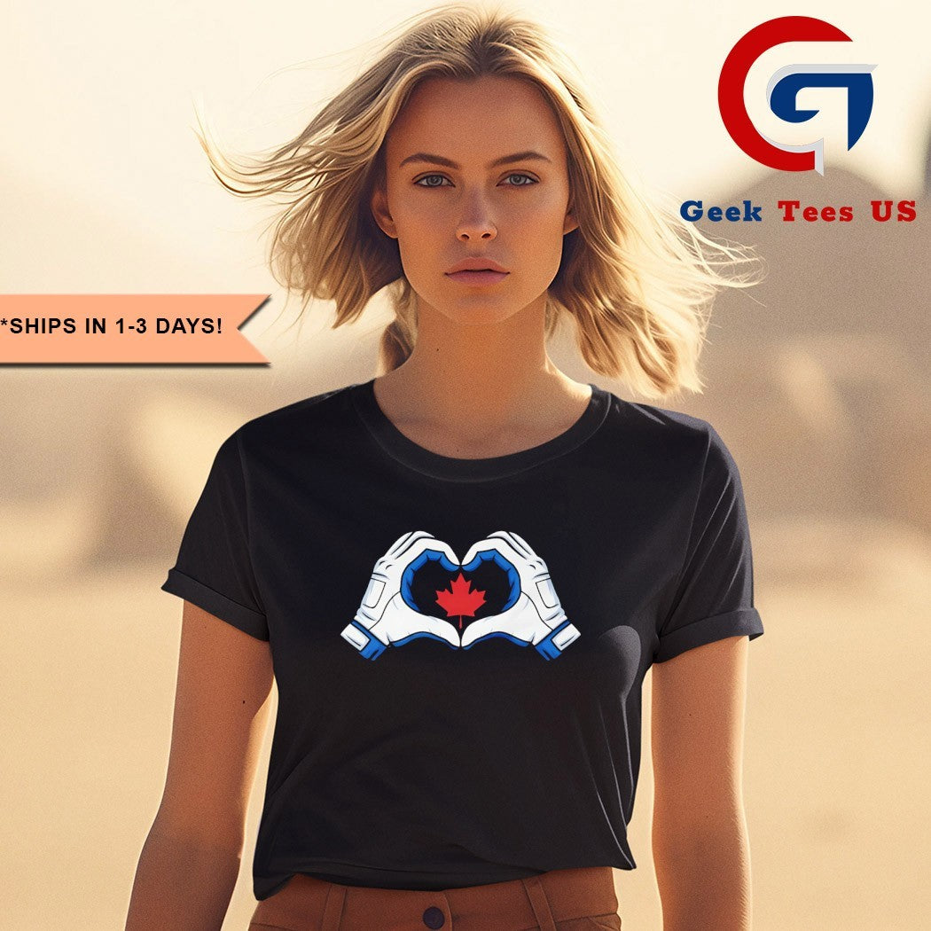 Vladimir Guerrero Jr. wearing love hands Toronto Blue Jays MLB logo shirt