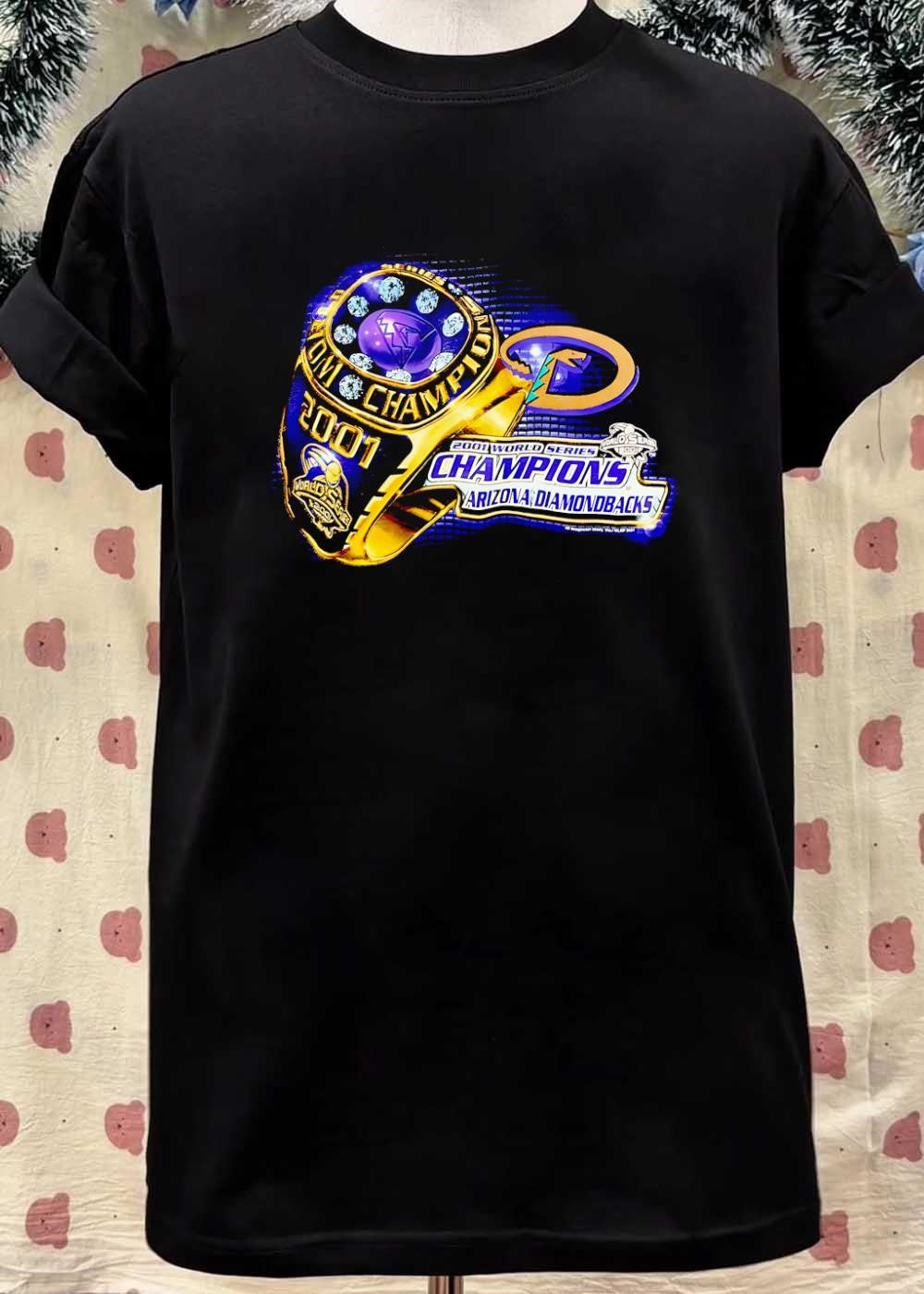Vtg MLB Apparel 2001 World Series Ring Graphic Arizona Diamondbacks T-Shirt