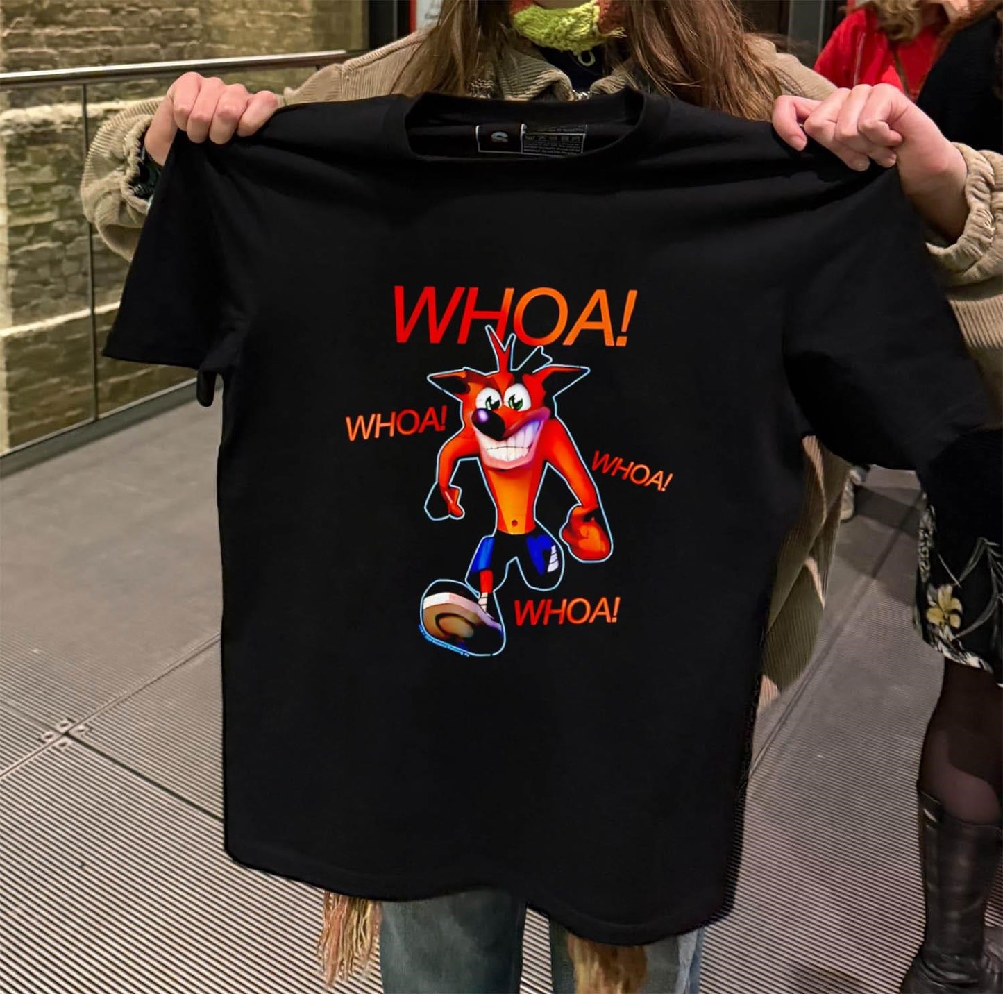WHOA Crash Bandicoot Funny Expression Classic Gaming shirt