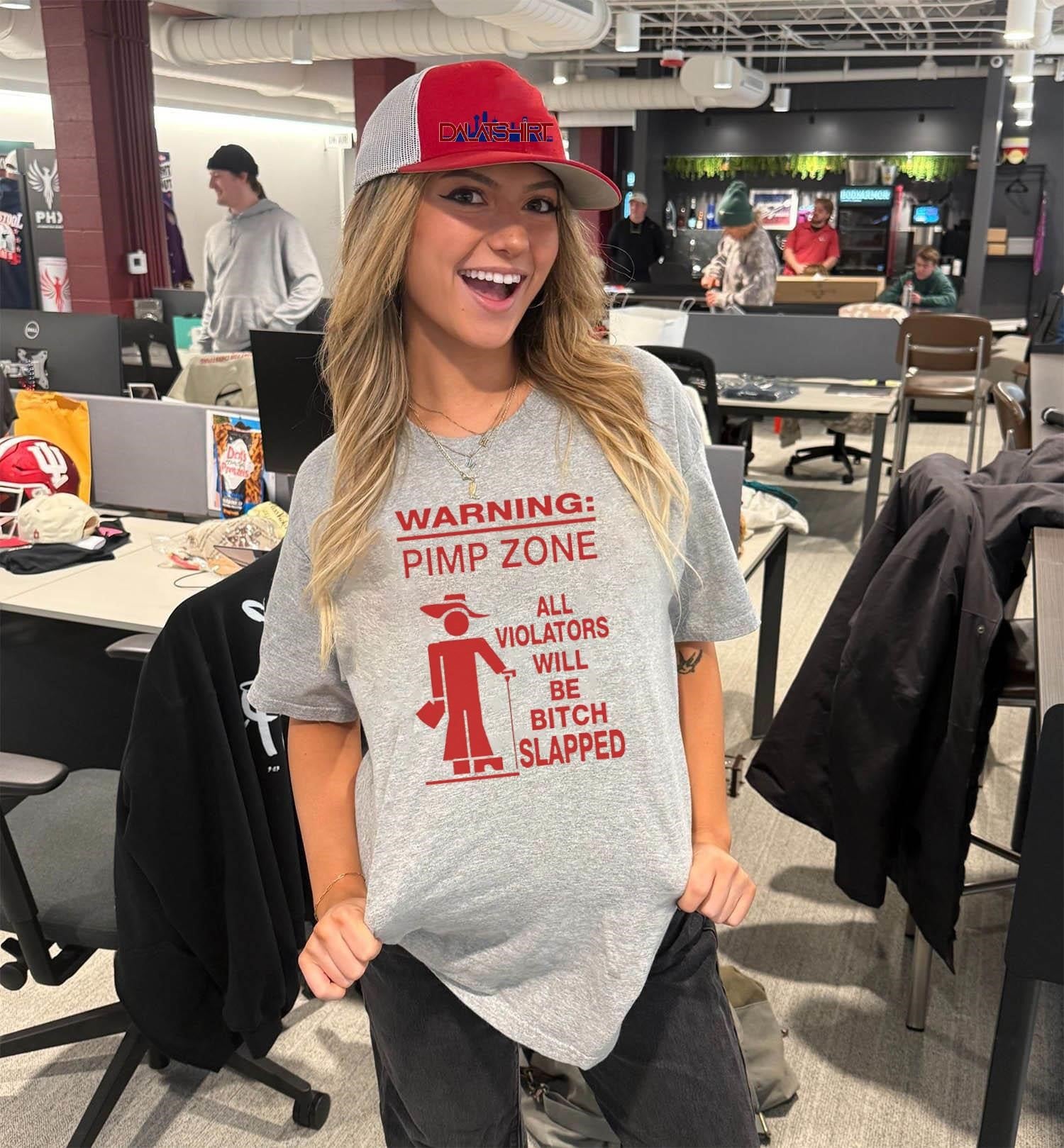 Warning Pimp Zone All Violators Bitch Slapped shirt
