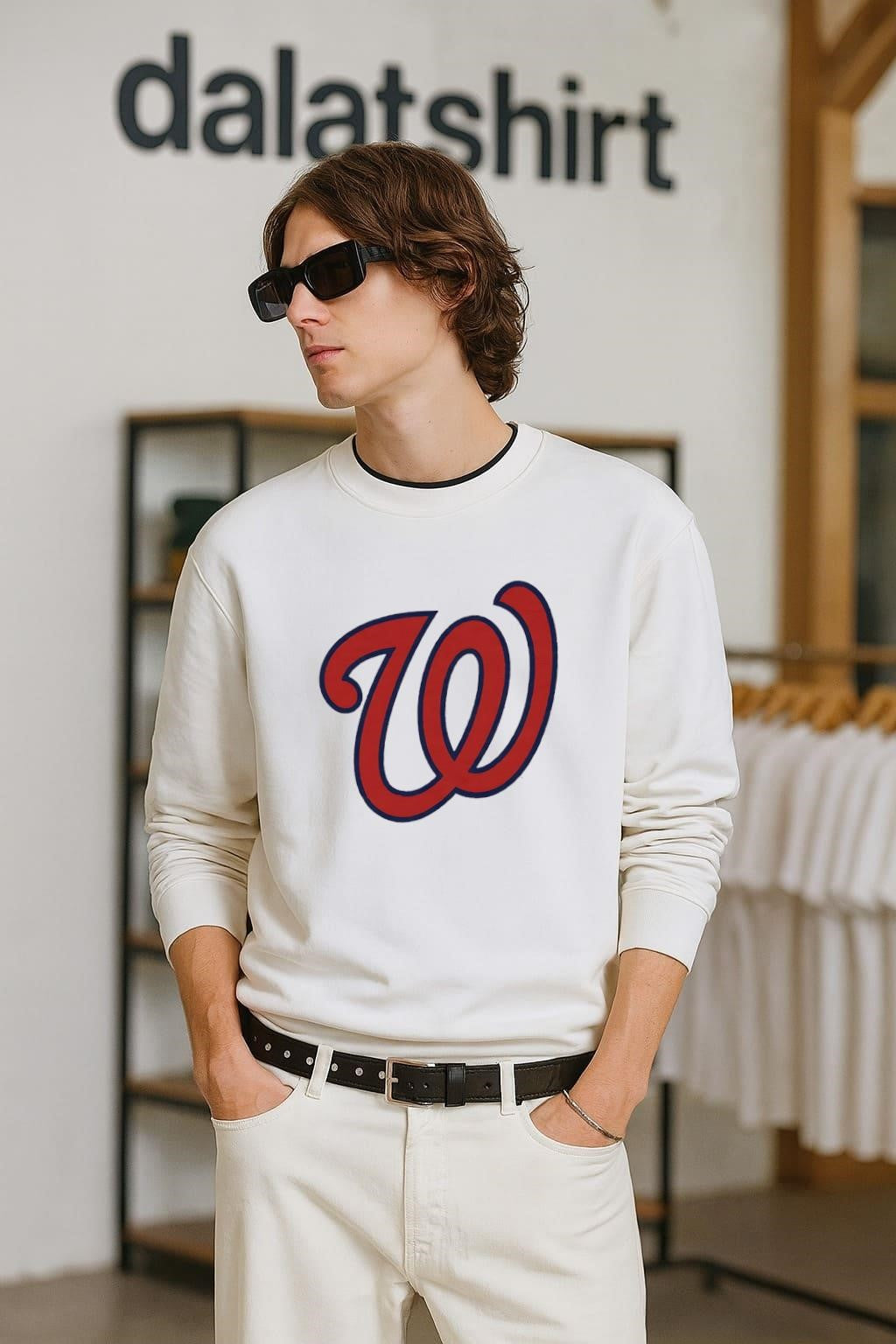 Washington Nationals Baseball Red Script Letter W Logo shirt