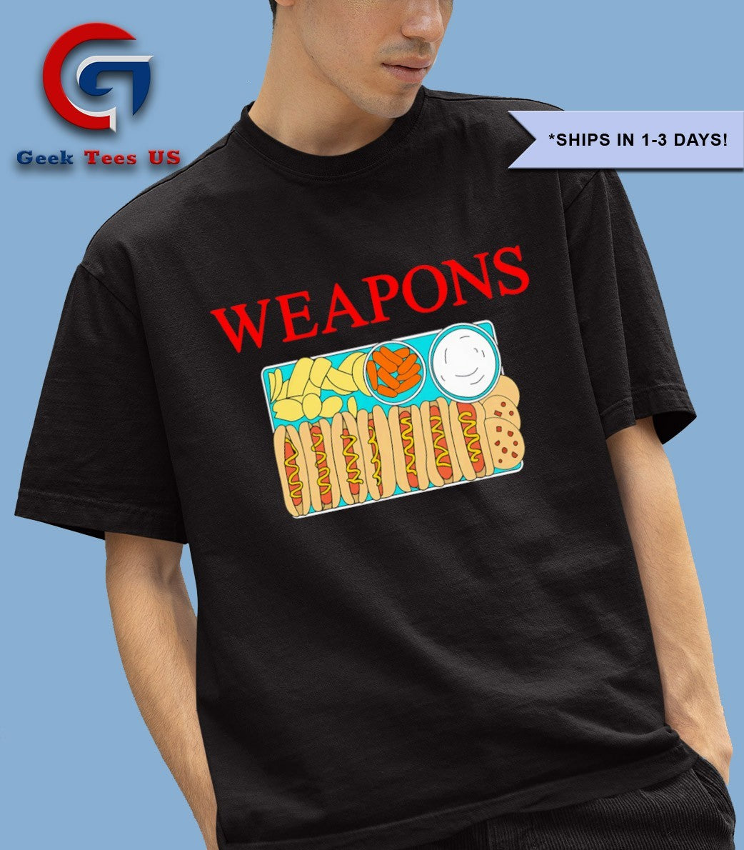 Weapons hotdog food shirt