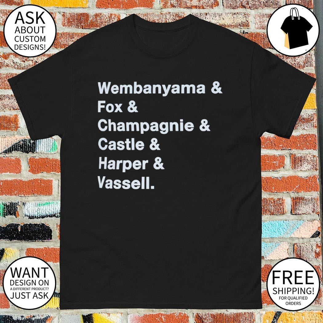Wembanyama & Fox & Champagnie & Castle & Harper & Vassell San Antonio Spurs Basketball NBA 2026 shirt
