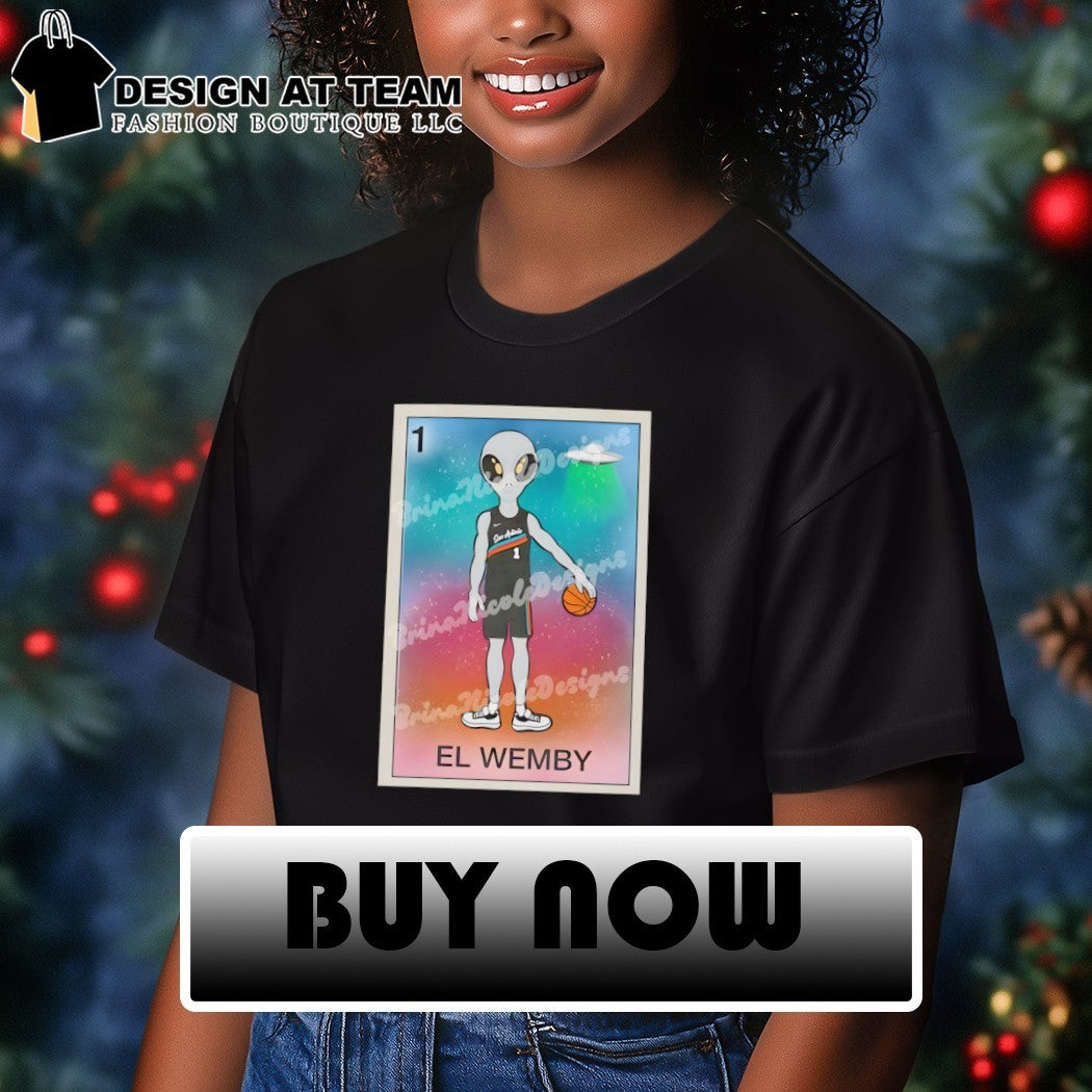 Wembanyama alien El Wemby Lotería Card San Antonio Spurs shirt