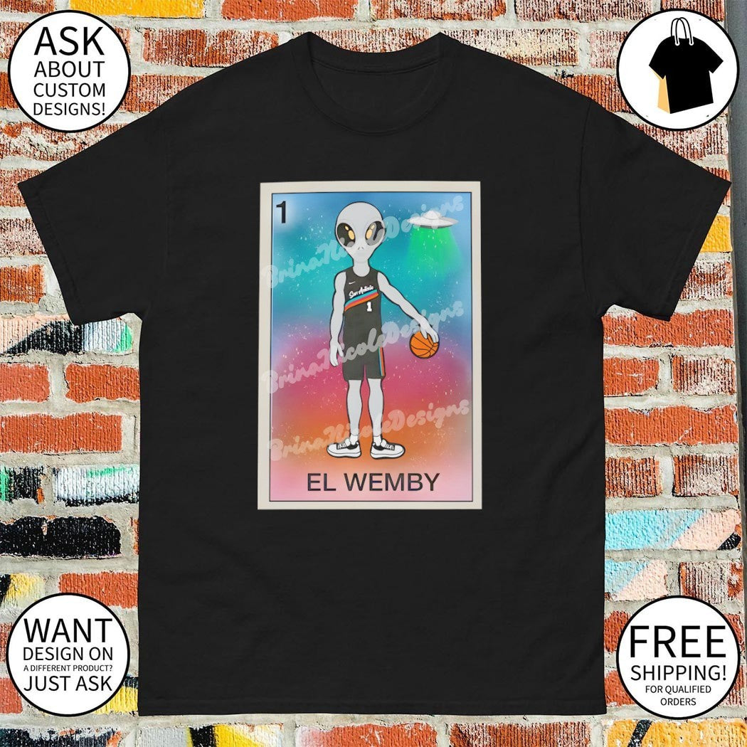 Wembanyama alien El Wemby Lotería Card San Antonio Spurs shirt