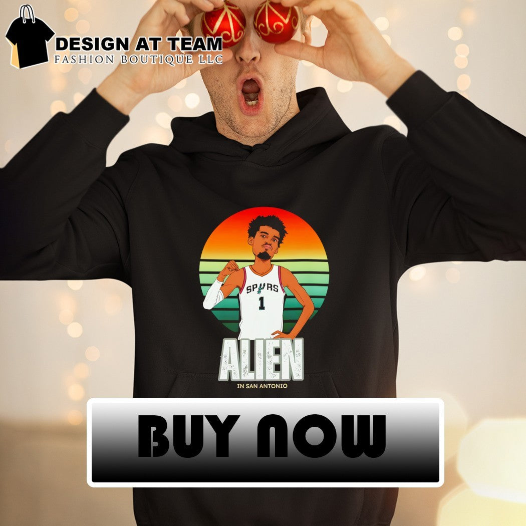 Wemby the Alien Spurs Retro Sunset in San Antonio shirt