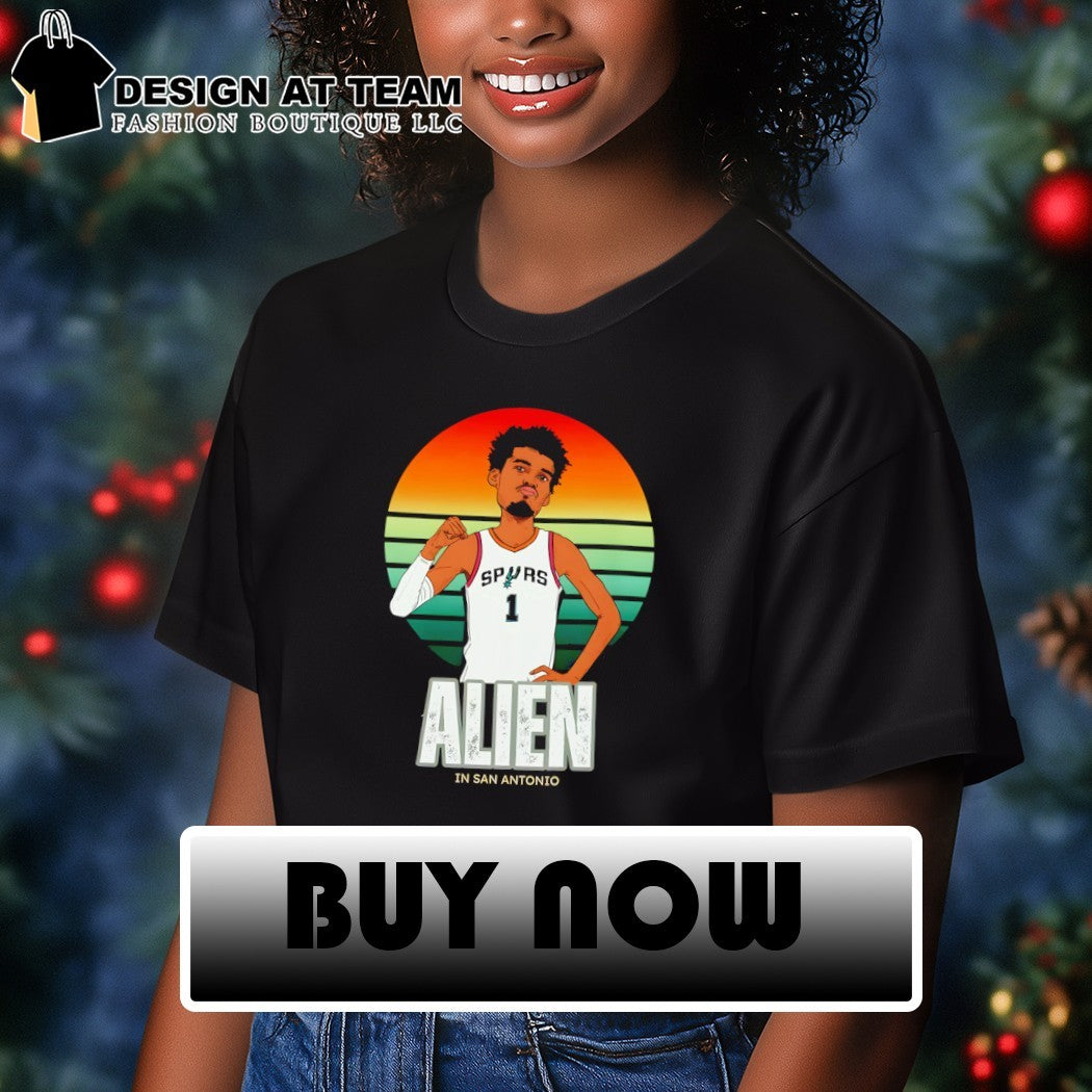 Wemby the Alien Spurs Retro Sunset in San Antonio shirt