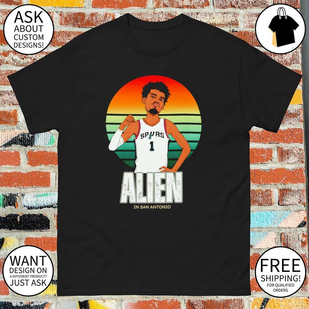 Wemby the Alien Spurs Retro Sunset in San Antonio shirt