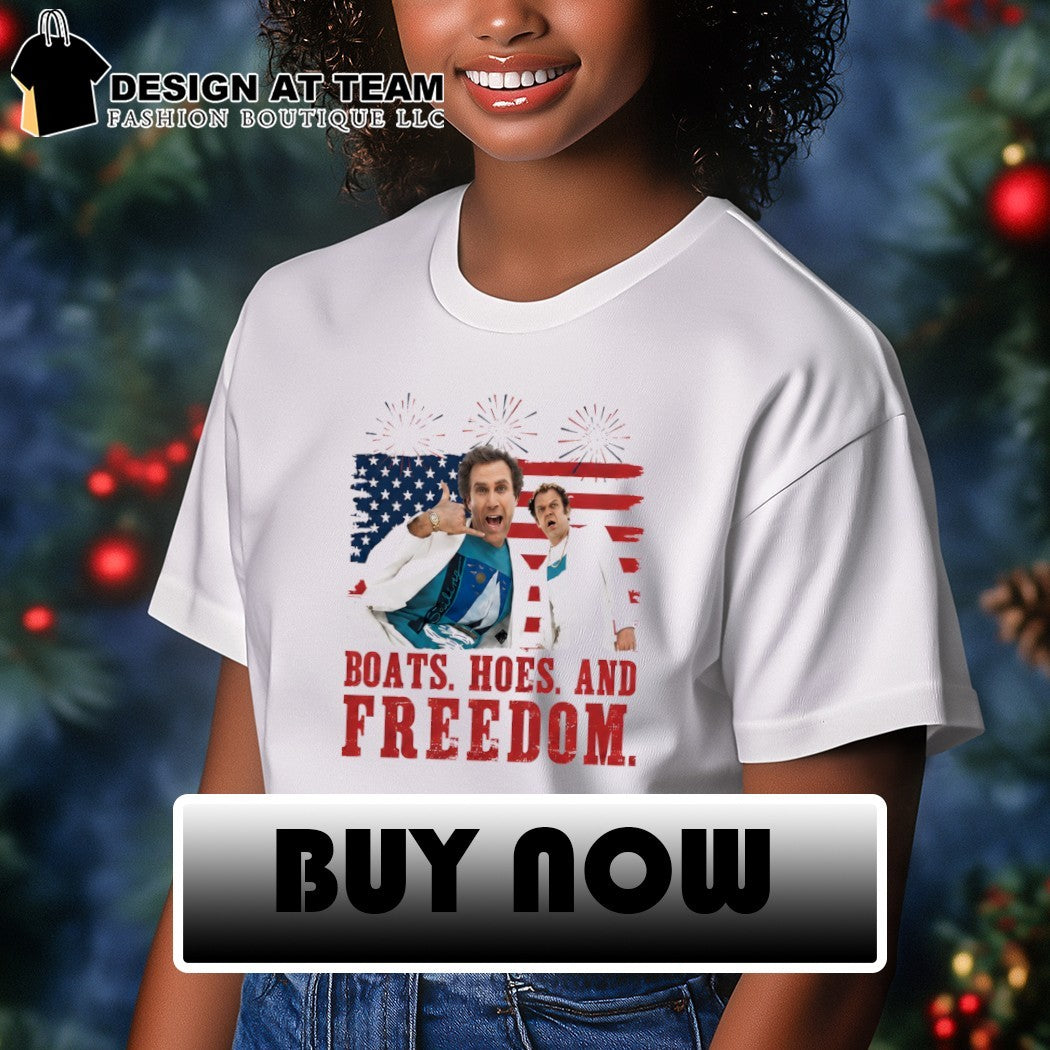Will Ferrell John C Reilly Step Brothers Boats Hoes and Freedom American flag shirt