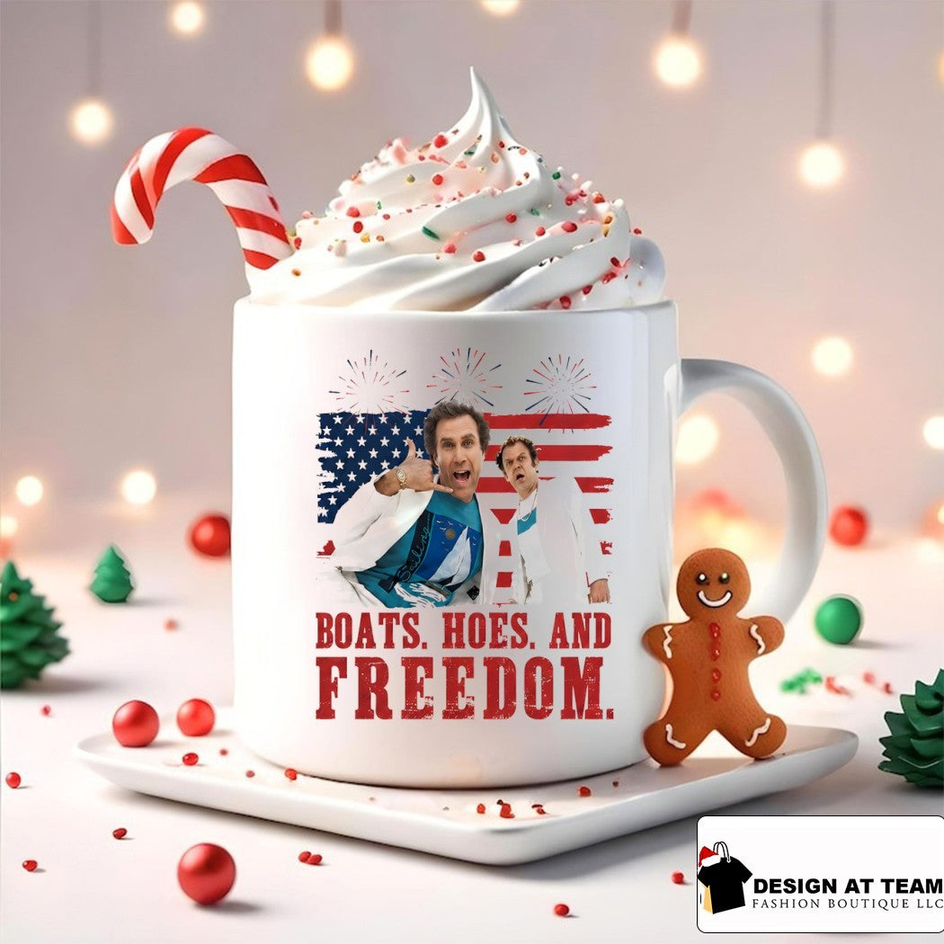 Will Ferrell John C Reilly Step Brothers Boats Hoes and Freedom American flag shirt