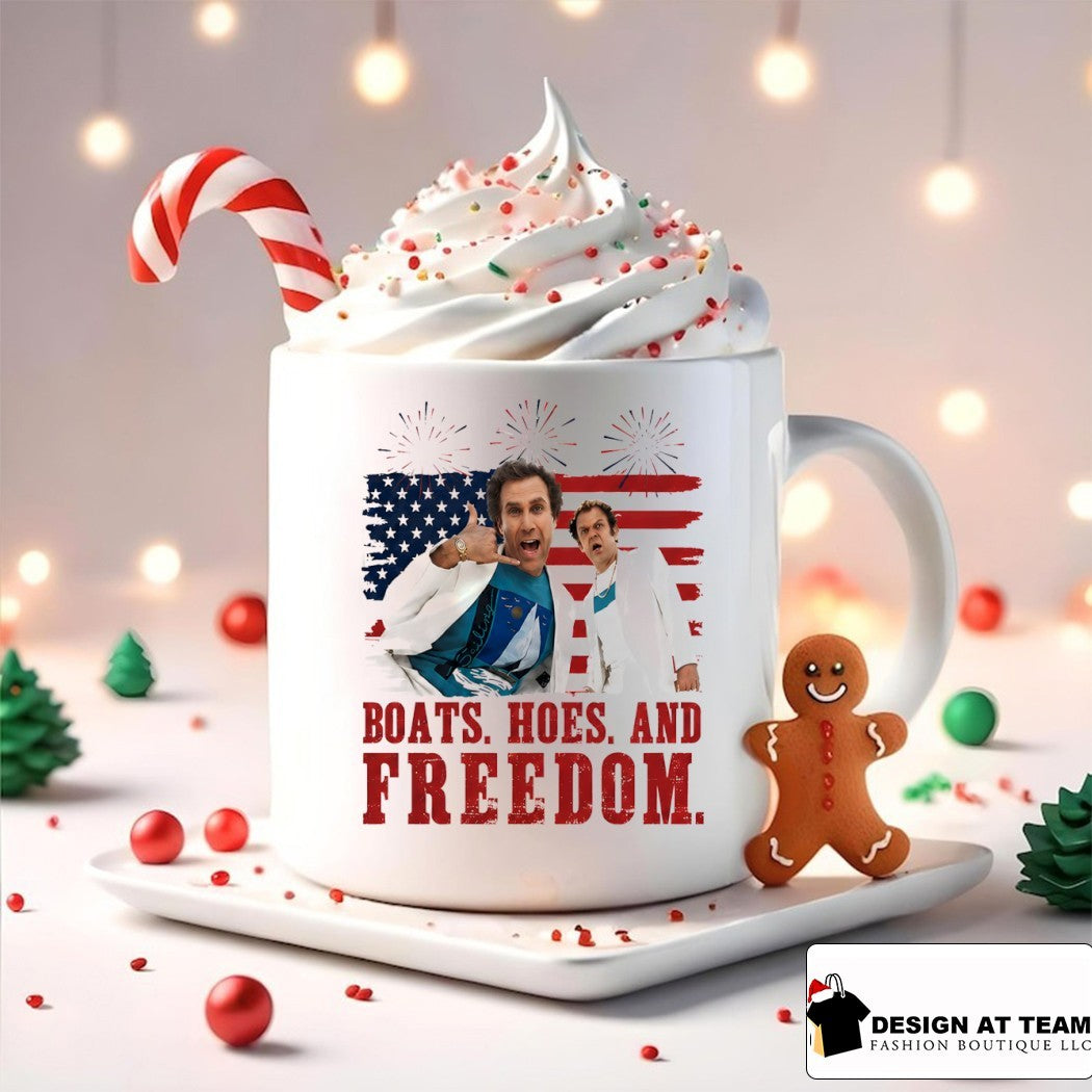Will Ferrell Step Brothers Boats Hoes and Freedom 4th of July American flag shirt