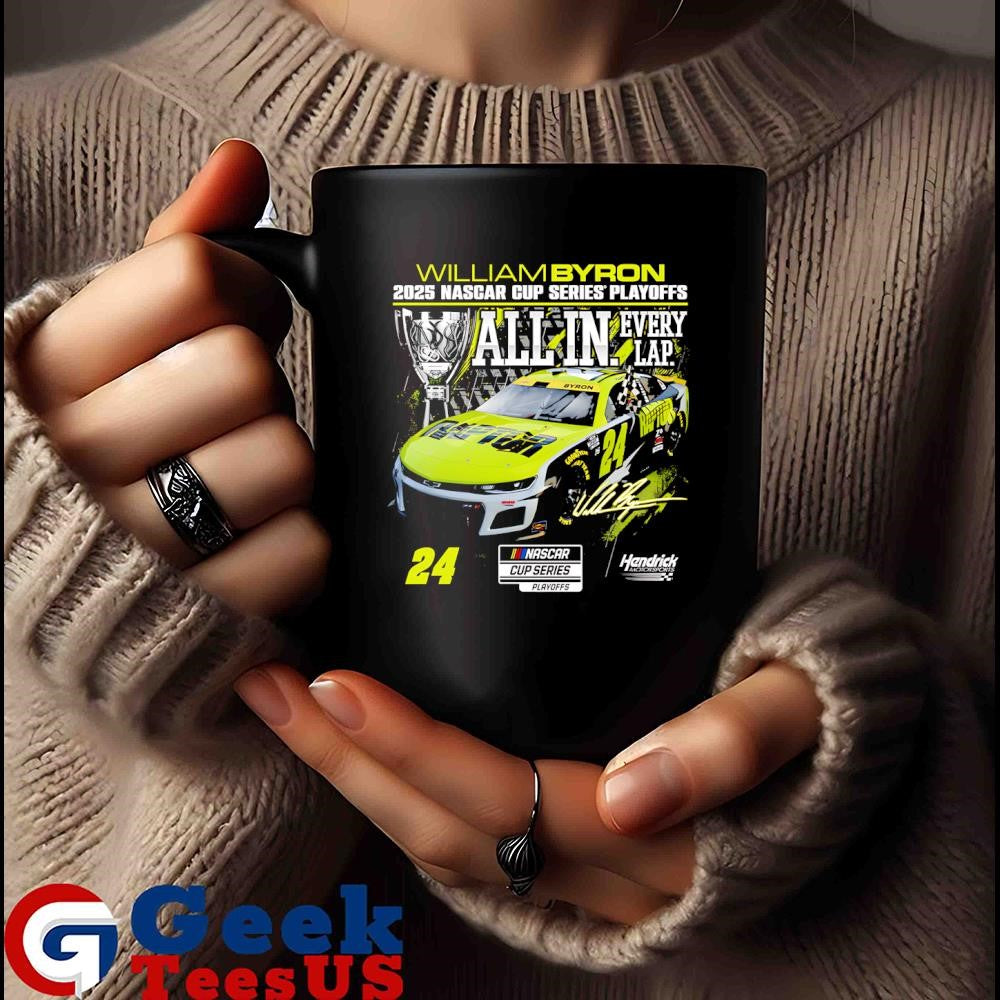 William Byron 2025 Nascar Cup Series Playoffs Raptor All In Checkered flag signature shirt