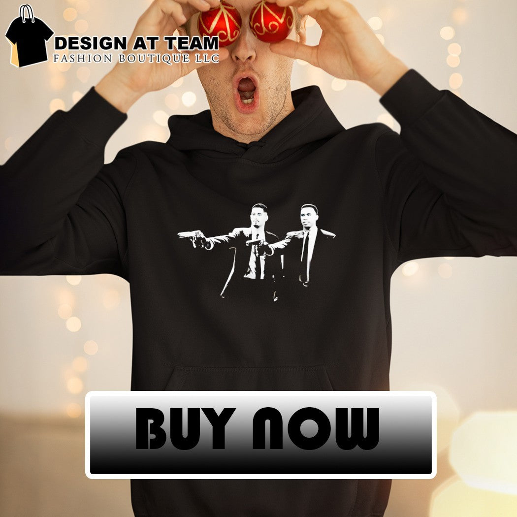 William Saliba and Gabriel Magalhaes Pulp Fiction Style Arsenal FC 2026 shirt