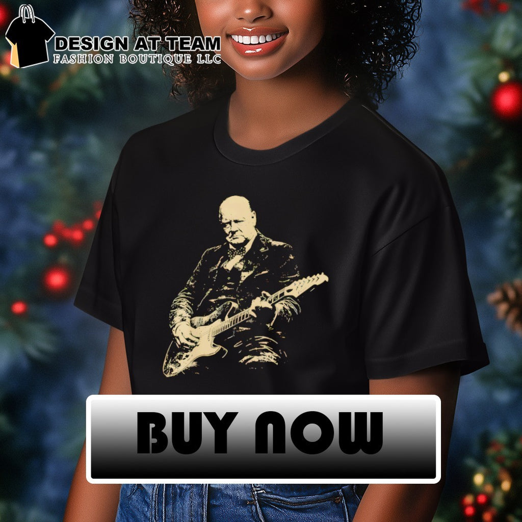 Winston Churchill playing electric guitar vintage shirt