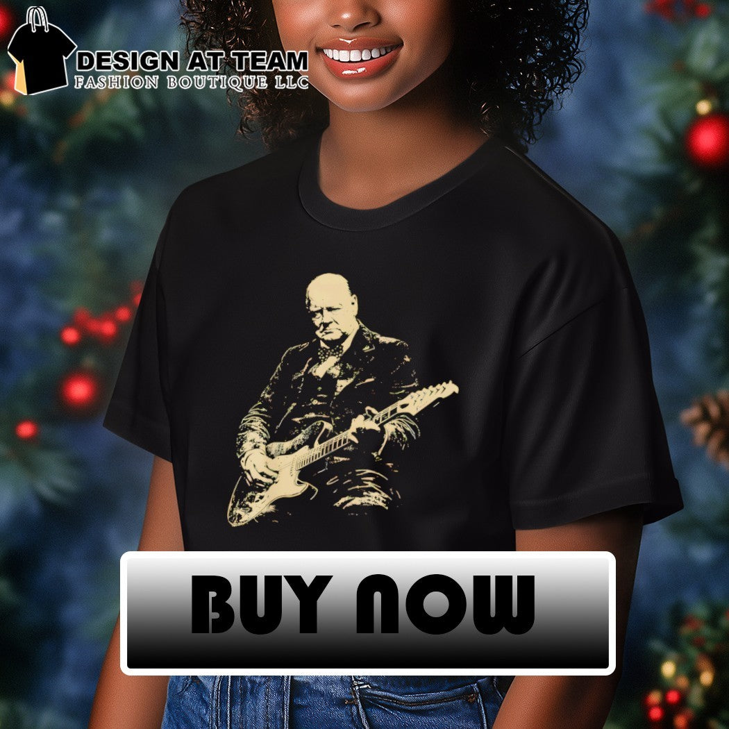 Winston Churchill playing electric guitar vintage shirt