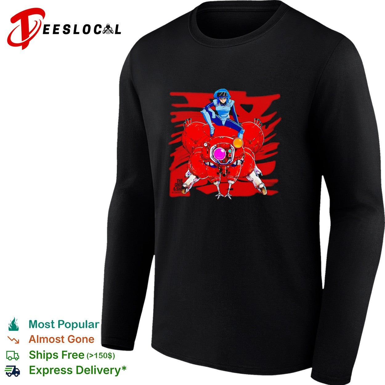Woman riding red robot Ghost in the Shell shirt