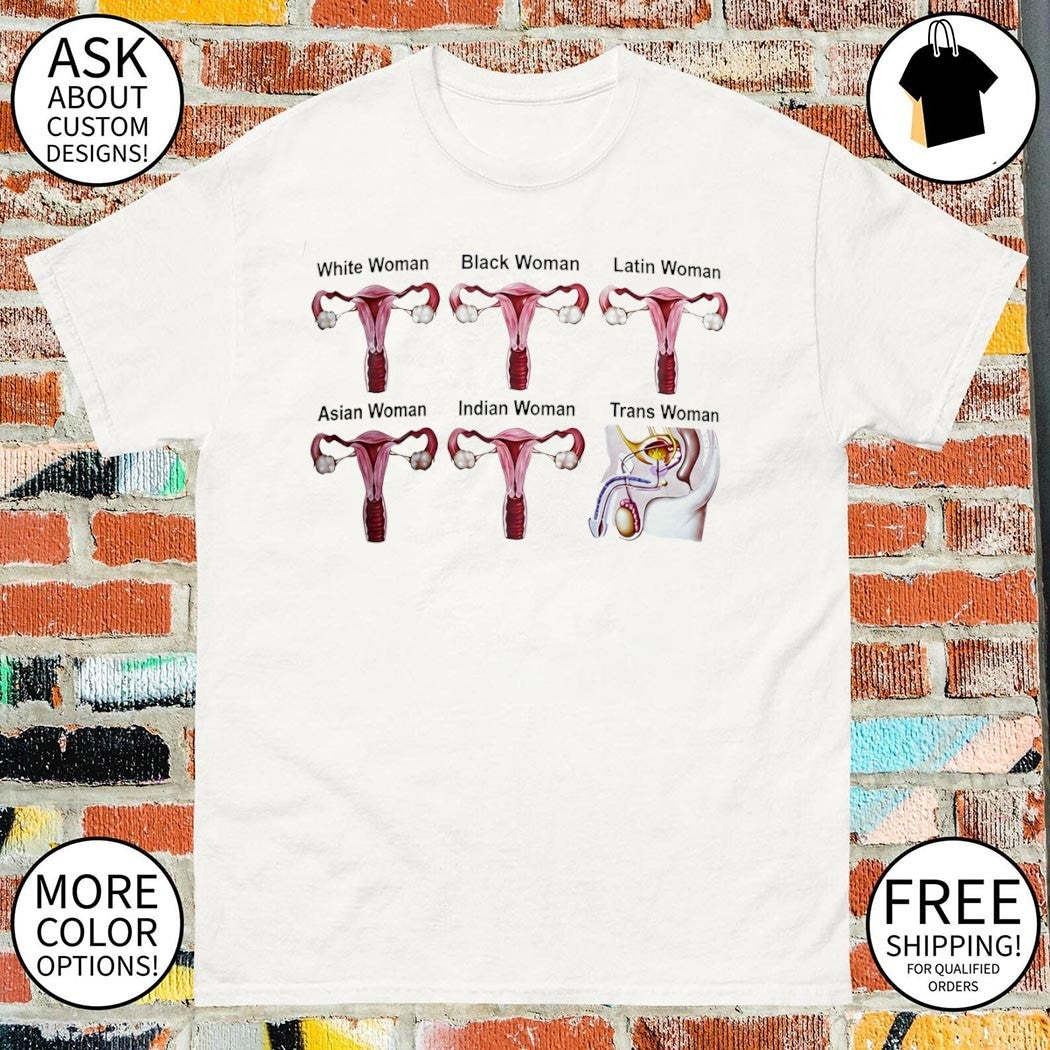 Women Uterus white woman black woman vs trans woman LGBT Pride Month shirt