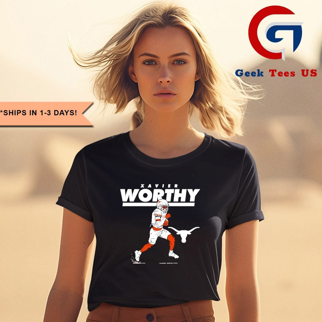 Xavier Worthy Texas Longhorns football signature shirt