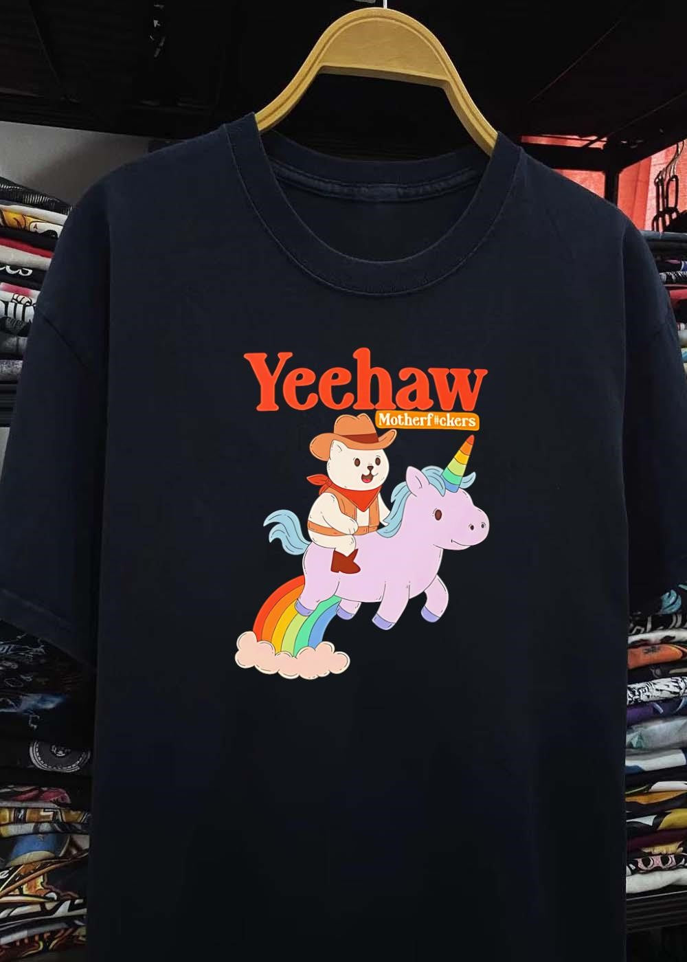 Yeehaw Motherfuckers Cat Riding Unicorn T-Shirt