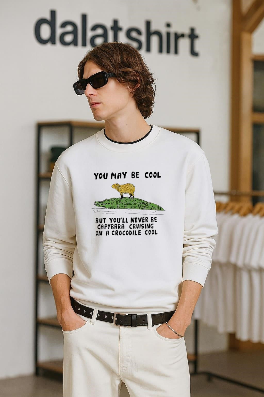 You May Be Cool Capybara Cruising On A Crocodile Cool shirt