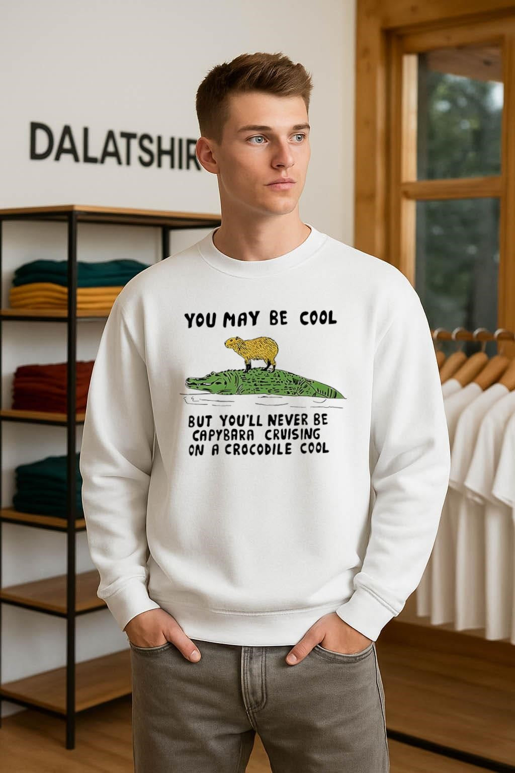 You May Be Cool Capybara Cruising On A Crocodile Cool shirt