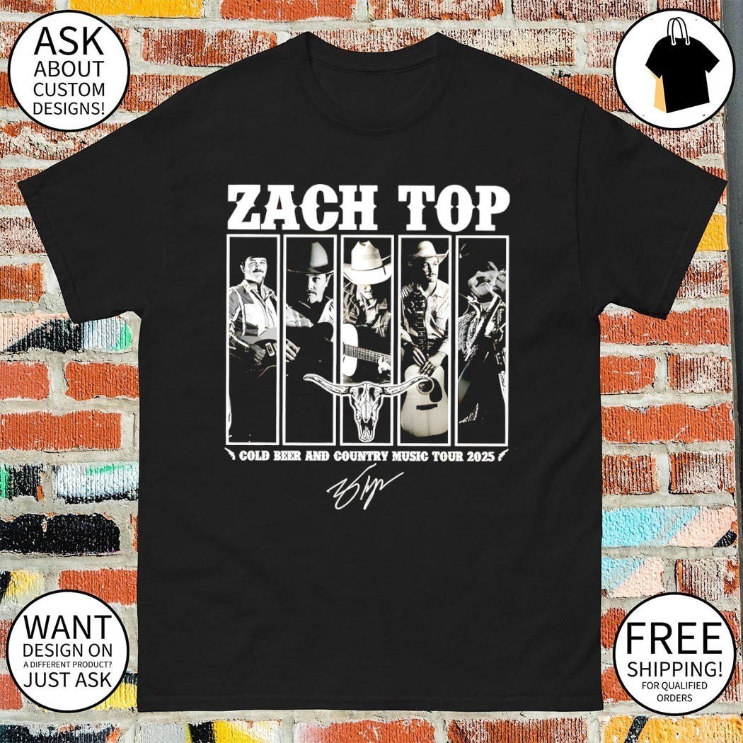 Zach Top cold beer and country music tour 2025 signature shirt