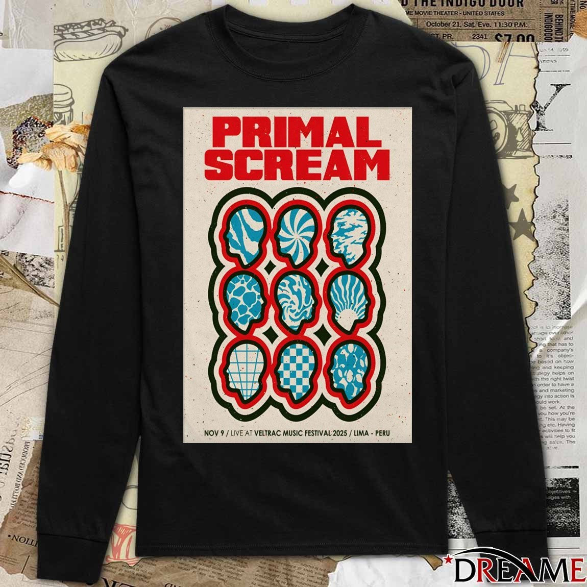 Poster Primal Scream Live At Veltrac Music Festival Lima Peru On November 9 2025 t-shirt