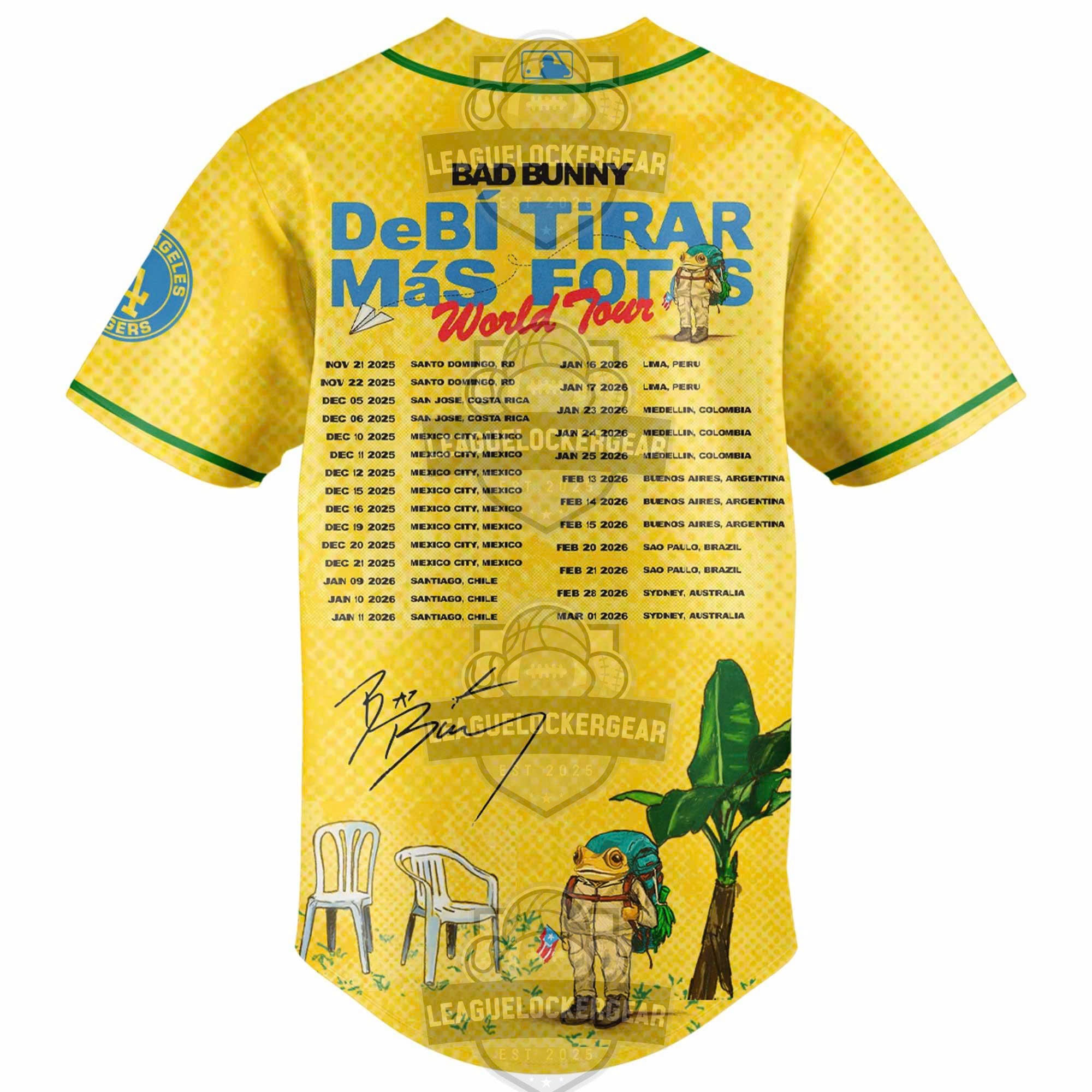 Bad Bunny Debí Tirar Más Fotos World Tour Los Angeles Dodgers Baseball Jersey