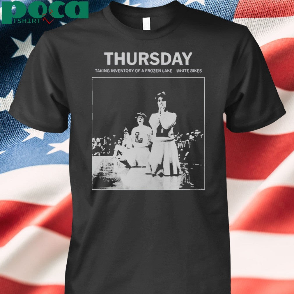 Thursday Taking Inventory Of A Frozen Lake White Bikes T-Shirt