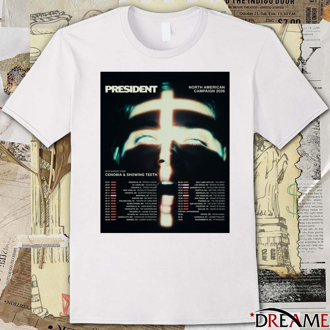 President North American Campaign 2026 With Support From Cenobia And Showing Teeth September – october Poster t-shirt