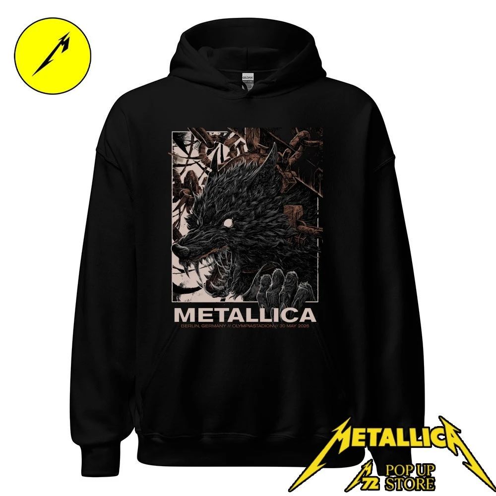Metallica M72 Berlin 2026 Wolf T-Shirt – May 30, 2026 at Olympiastadion, Germany – Artwork by Collin Estrada