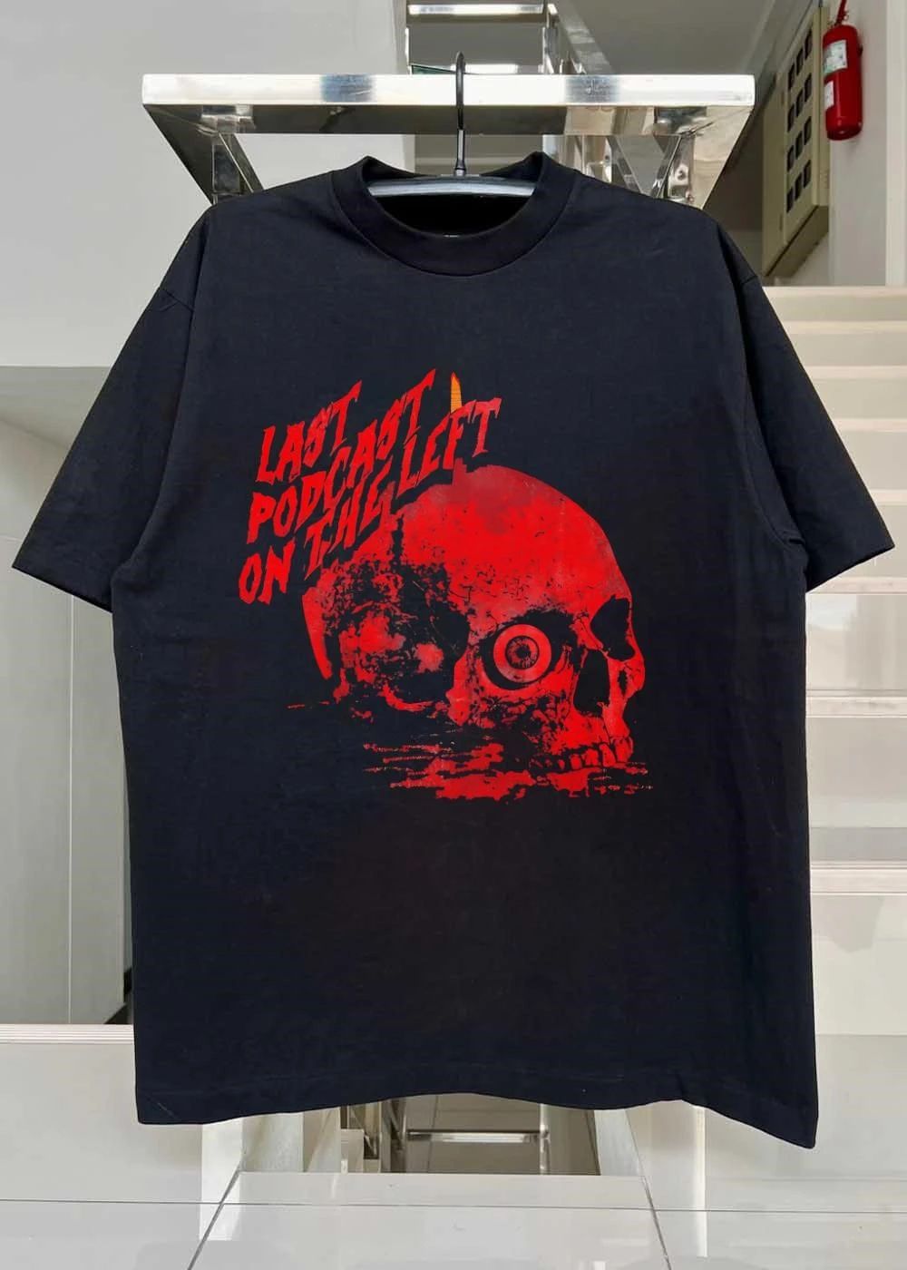 Wickid Drawings Last Podcast on the Left Skull Red Graphic T-Shirt