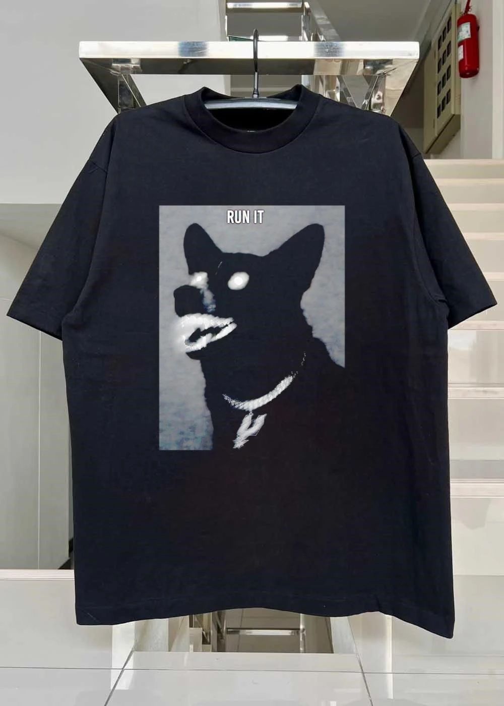 Run It Black Dog With Diamond Grill And Spurs Pendant T-Shirt