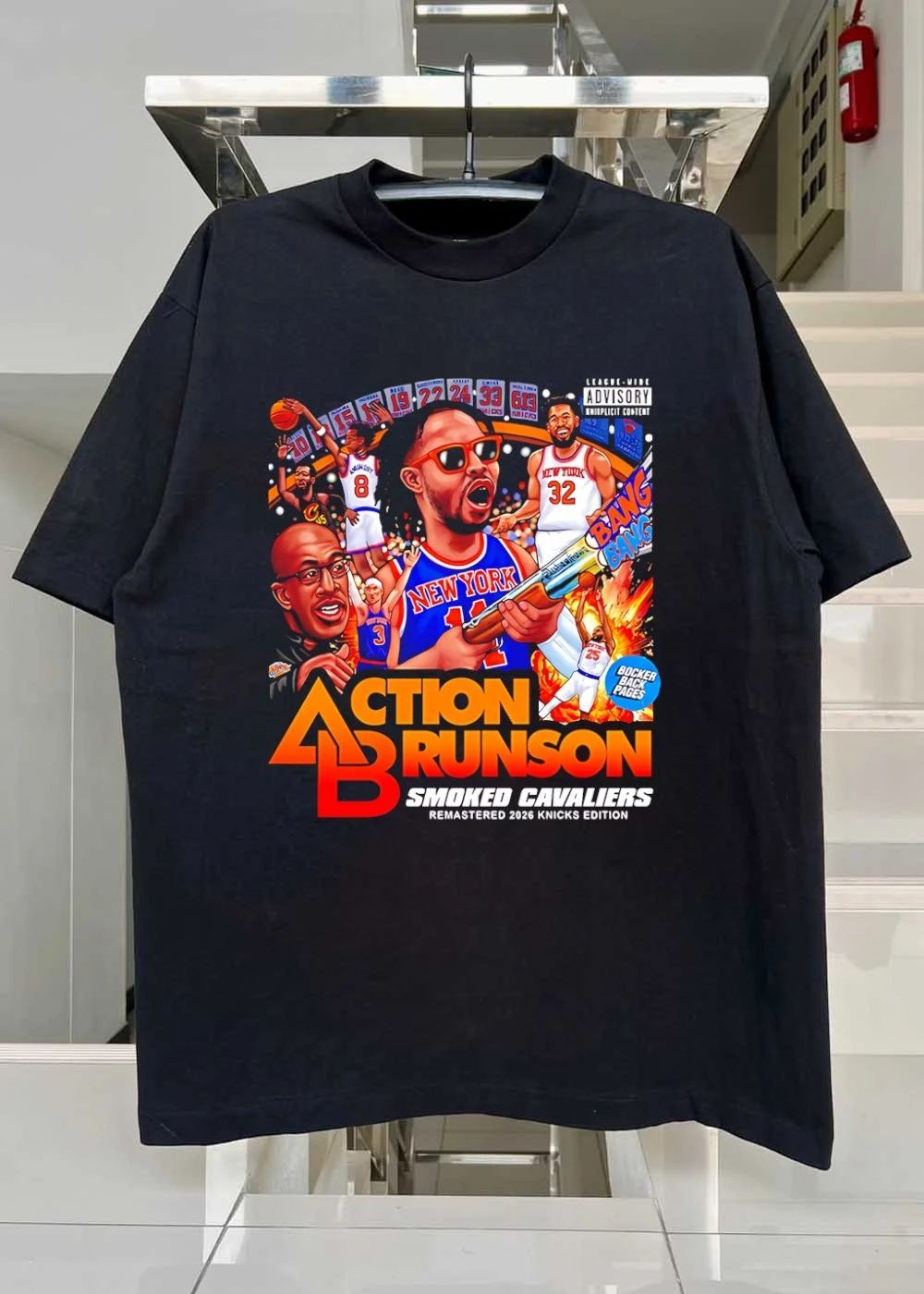Knicks Apparel Action Brunson Smoked Cavaliers Remastered 2026 Edition T-Shirt