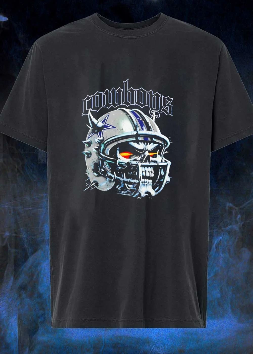 Dallas Cowboys Skull Helmet Spiked Graphic T-Shirt