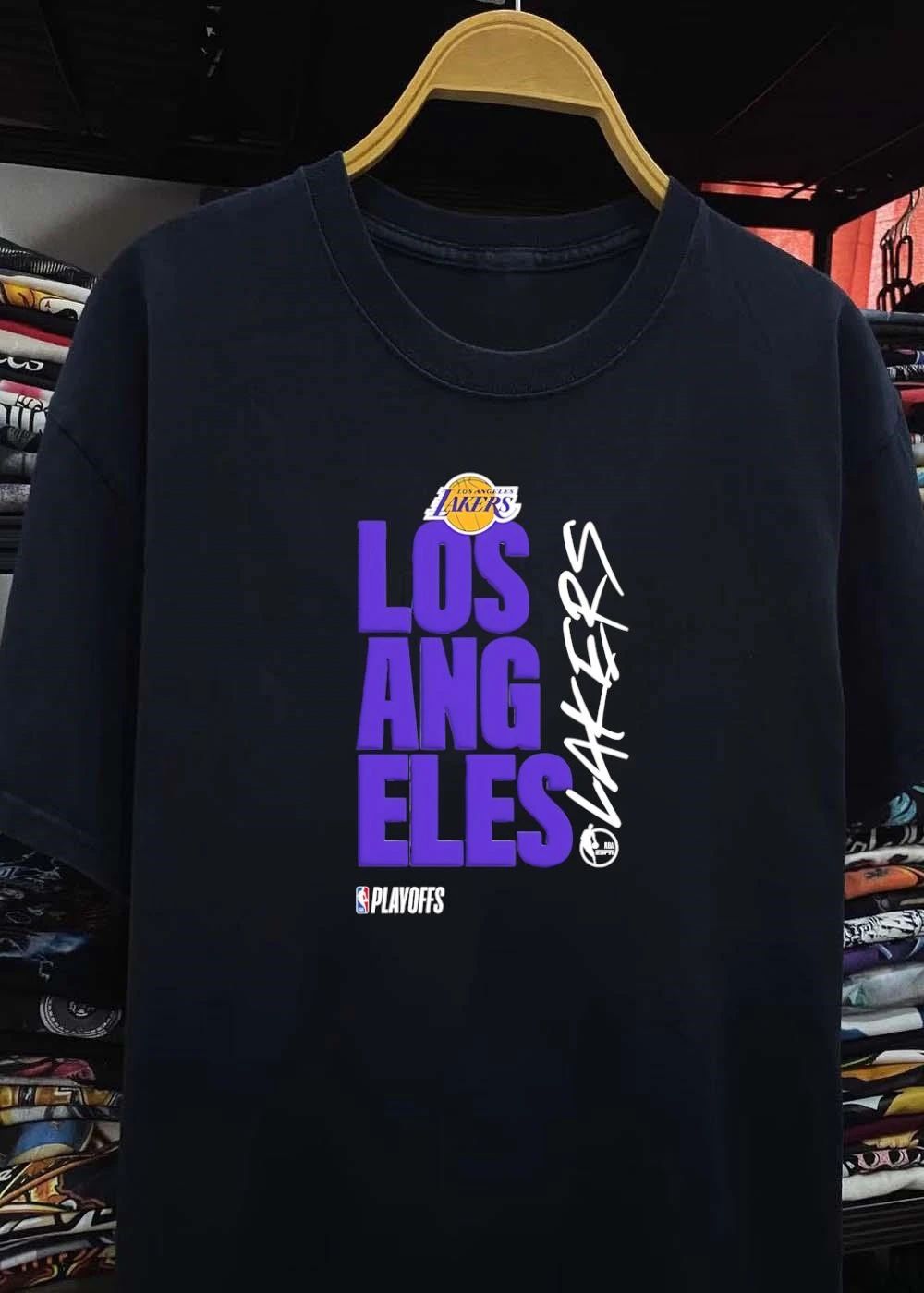 NBA Playoffs Los Angeles Lakers Logo Black T-Shirt