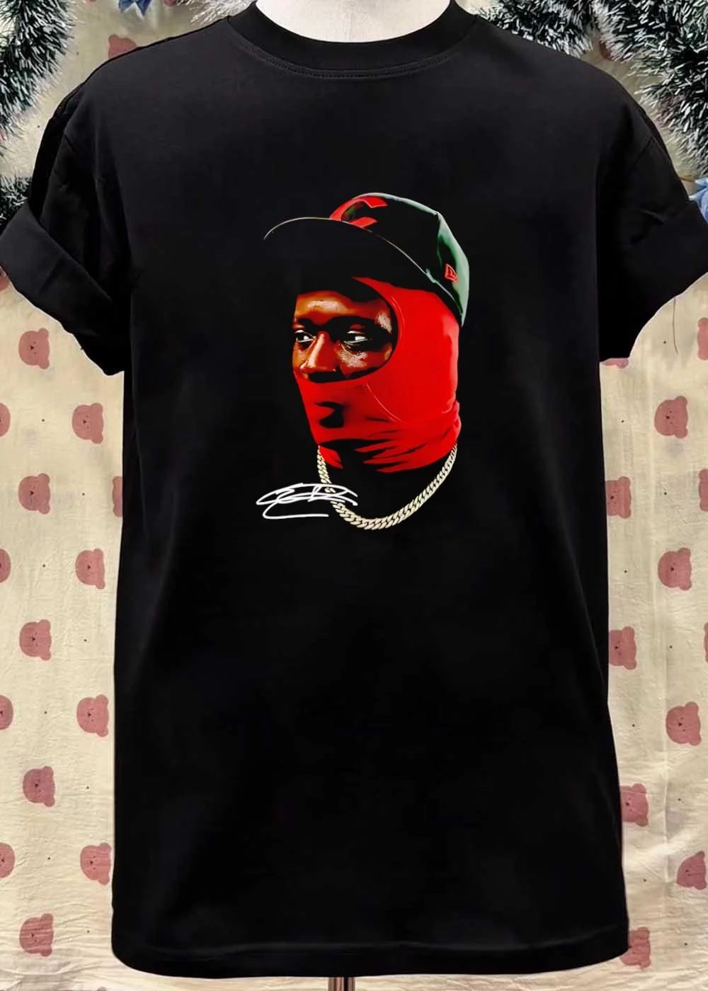 Eldrick Woods Wearing Red Balaclava and Cleveland Hat Graphic T-Shirt