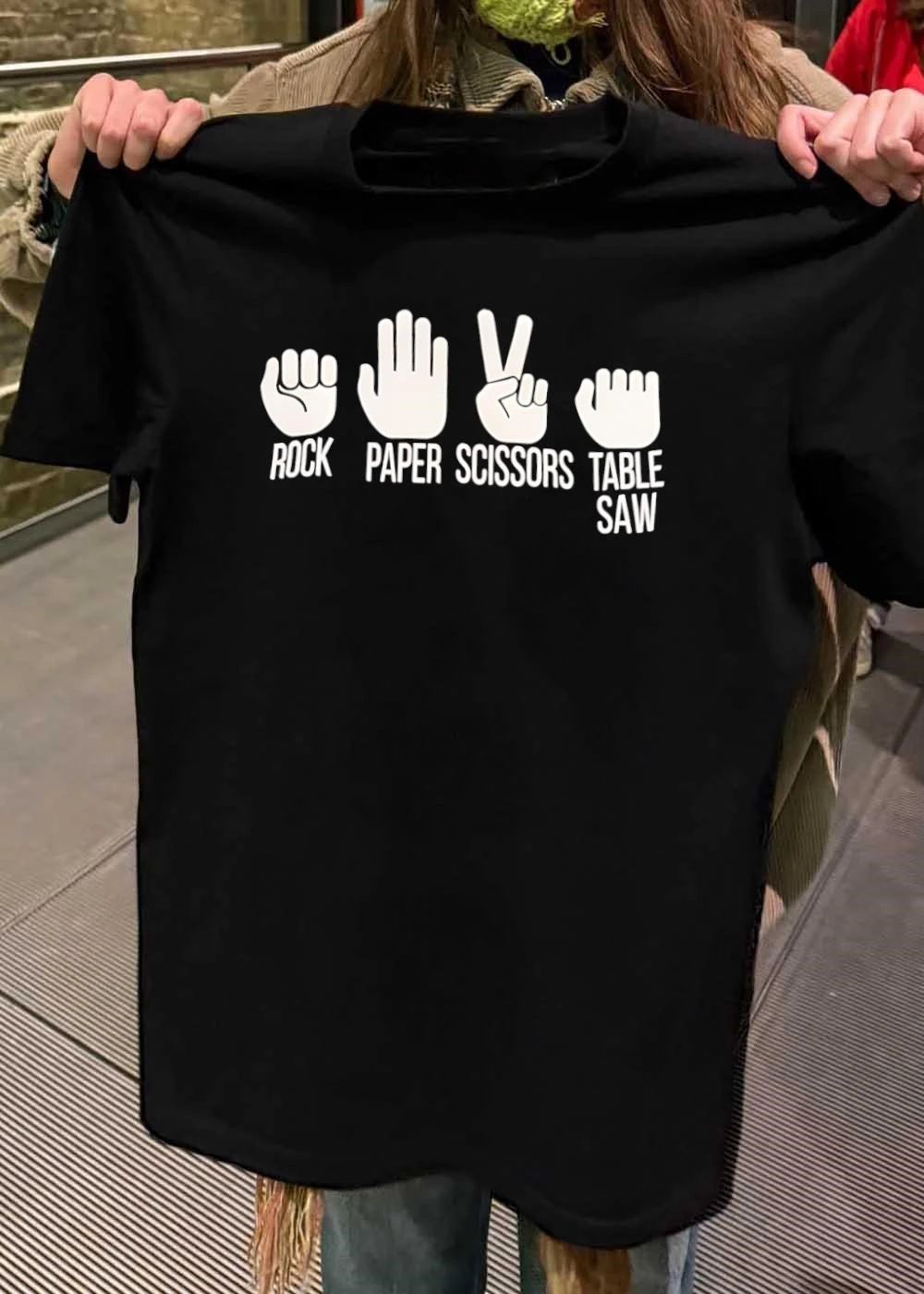 Rock paper scissors table saw shirt