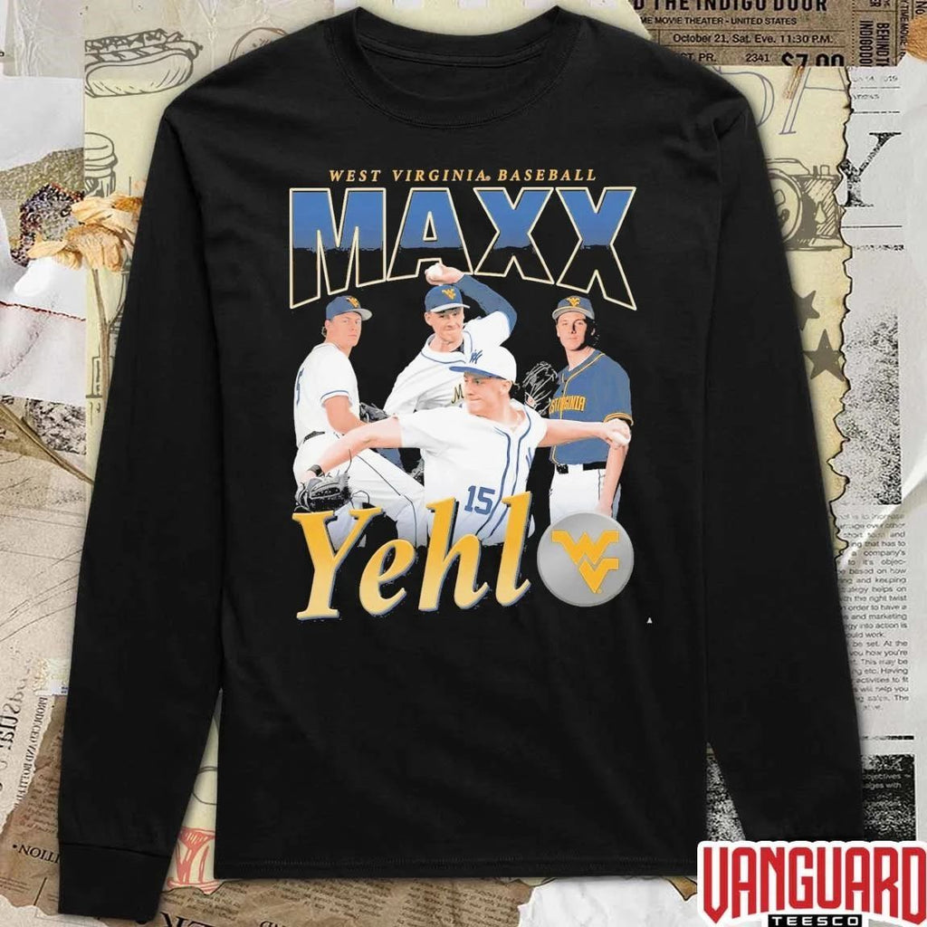 2026 Maxx Yehl Retro 90s West Virginia Mountaineers Baseball t-shirt